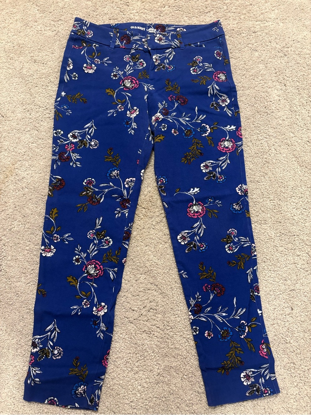 Old Navy Royal Blue Floral Print Women's Slim Pants